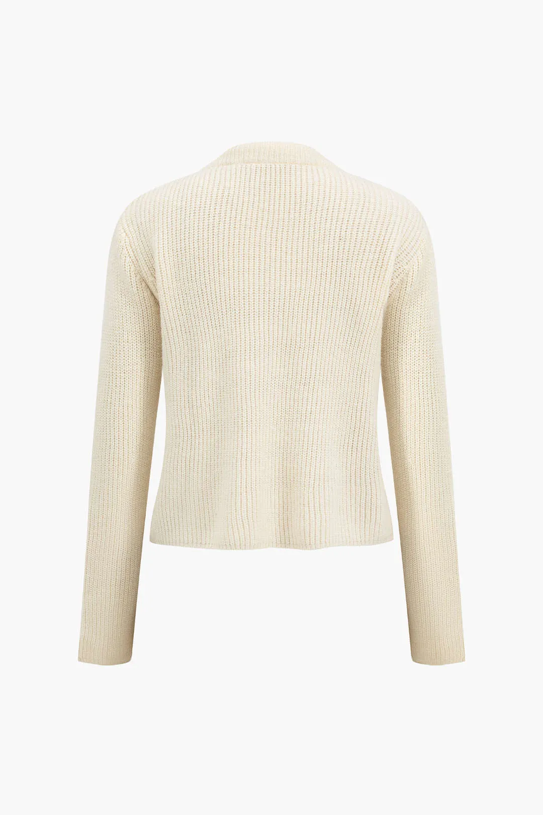 Heather - Solid Knit Tie-Up Woman's Cardigan