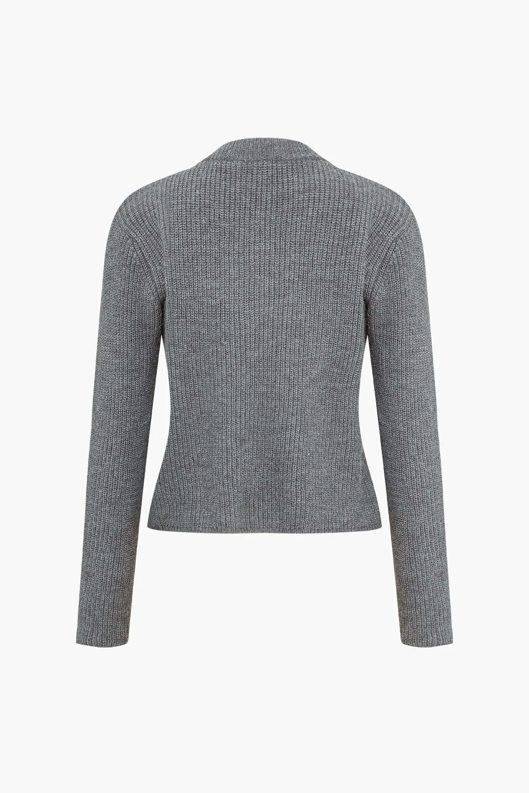 Heather - Solid Knit Tie-Up Woman's Cardigan