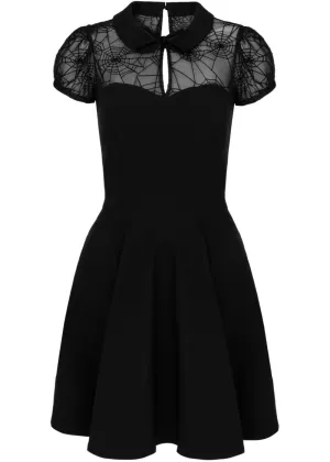 Hell Bunny Viola Spiderweb 40's Swing Dress Black