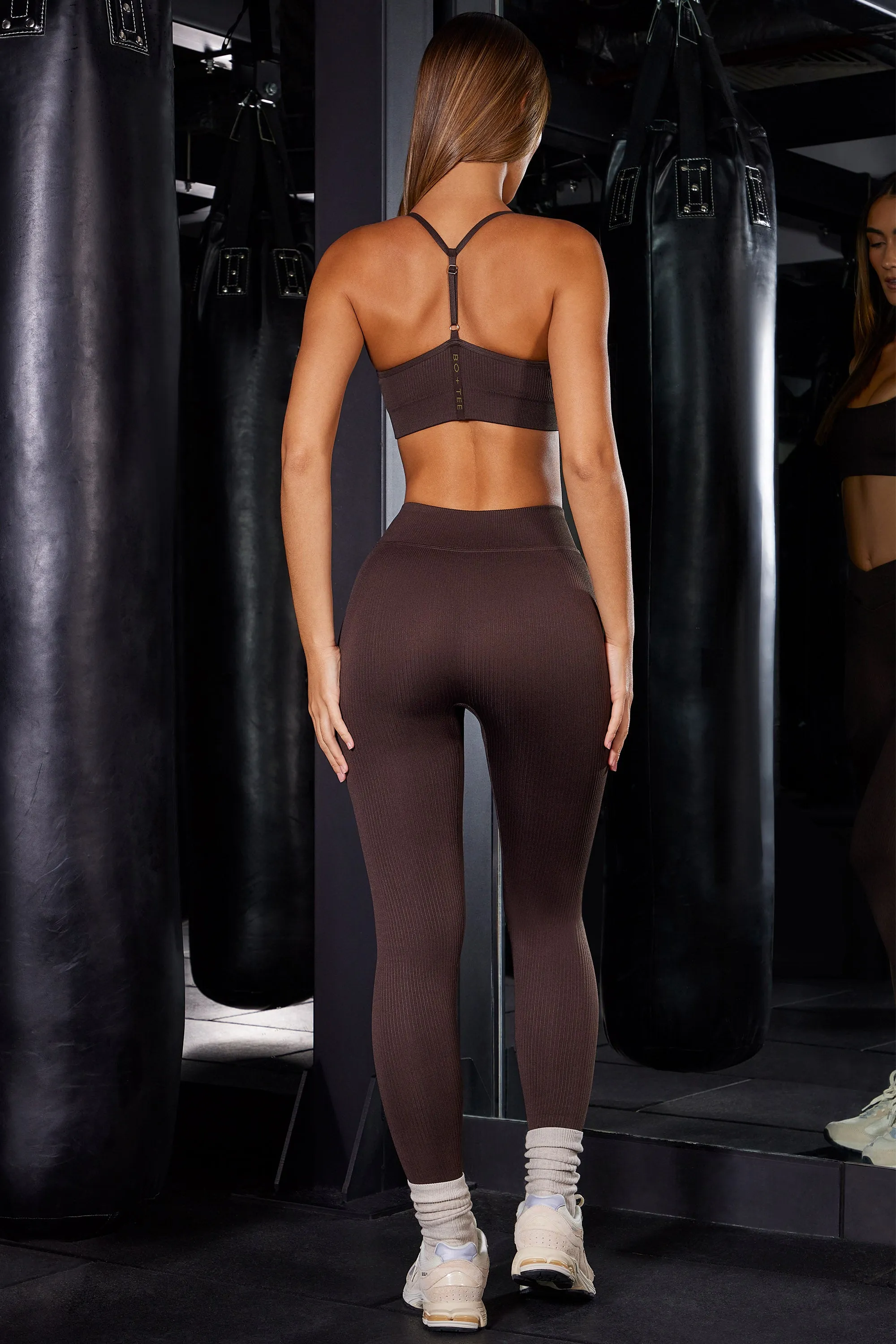 In Control - High Waist Ribbed Leggings in Brown