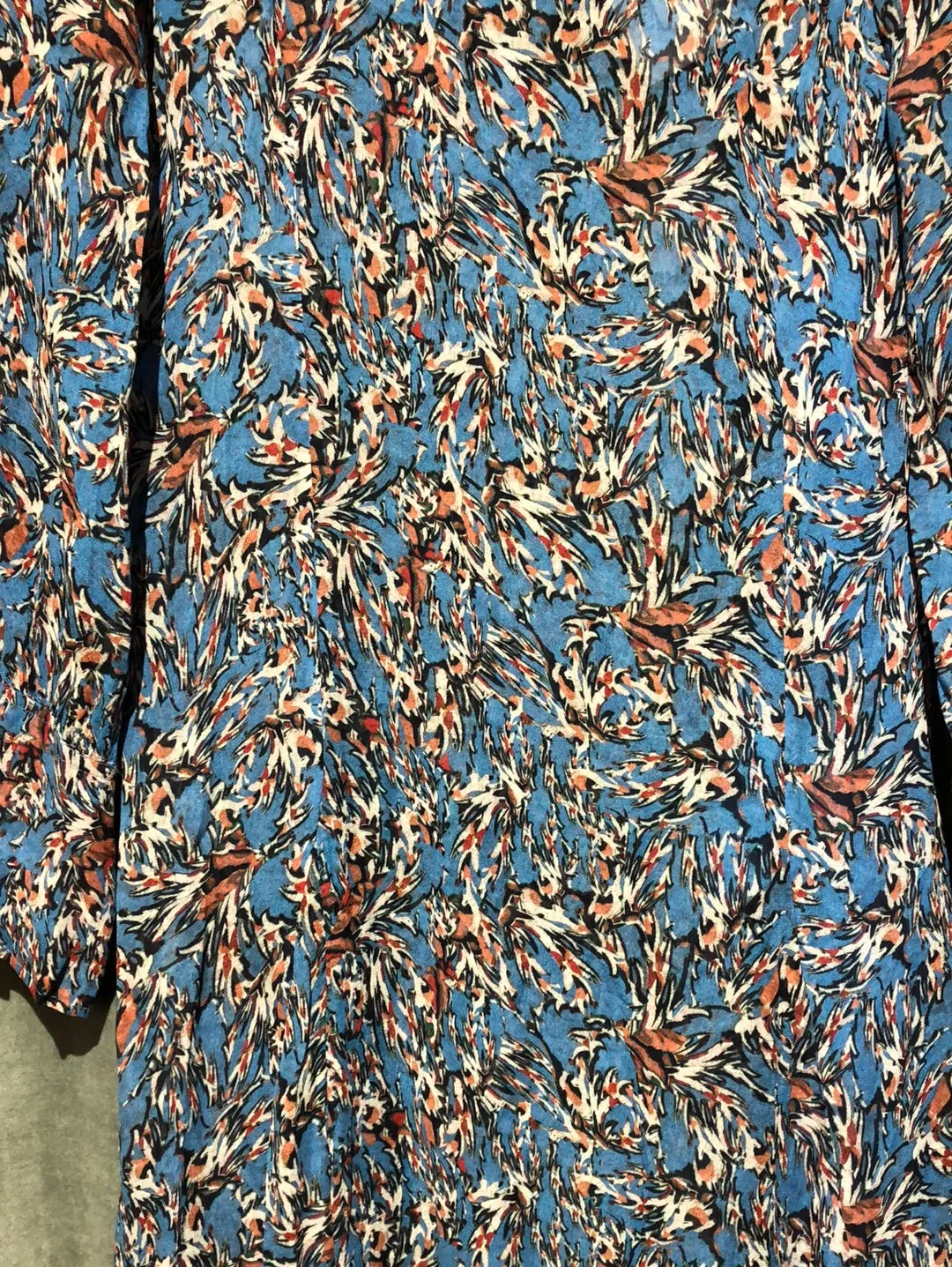 IRO Blue Long Sleeve Floral Midi Dress