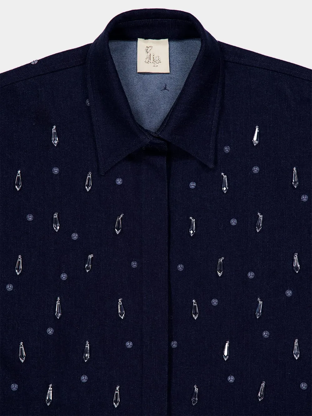 Jasmine Blue Hand-Embroidered Denim Shirt