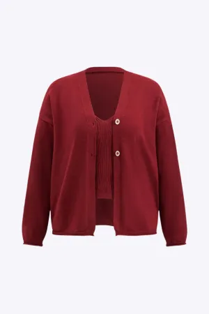 Jean - Stylish Plus Size Knit Woman's Cardigan Set