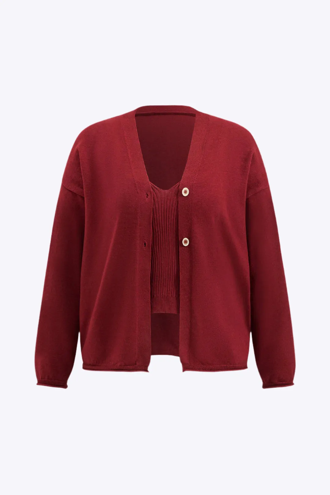 Jean - Stylish Plus Size Knit Woman's Cardigan Set