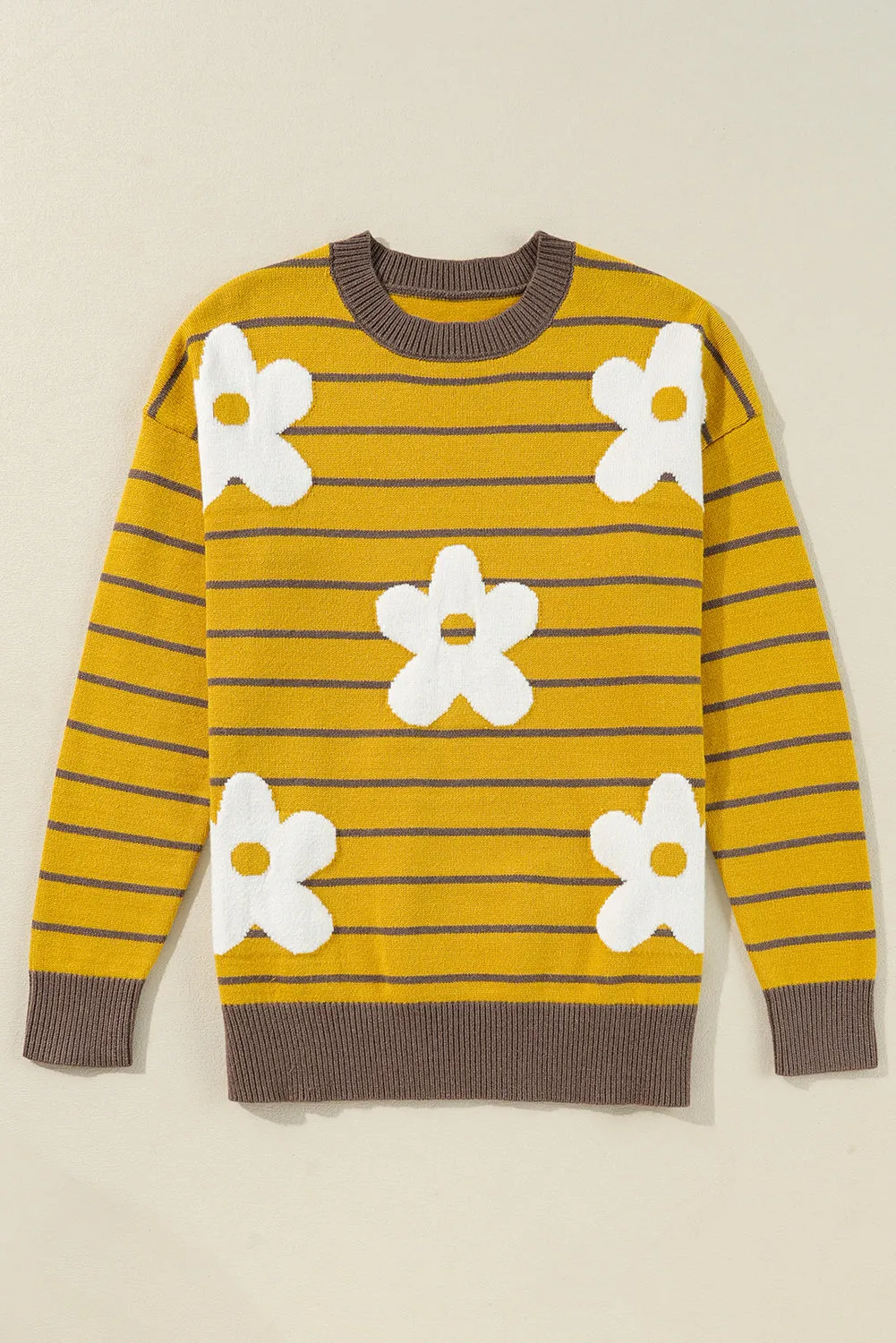 KaleaBoutique Daisy Floral Knitted Round Neck Sweater
