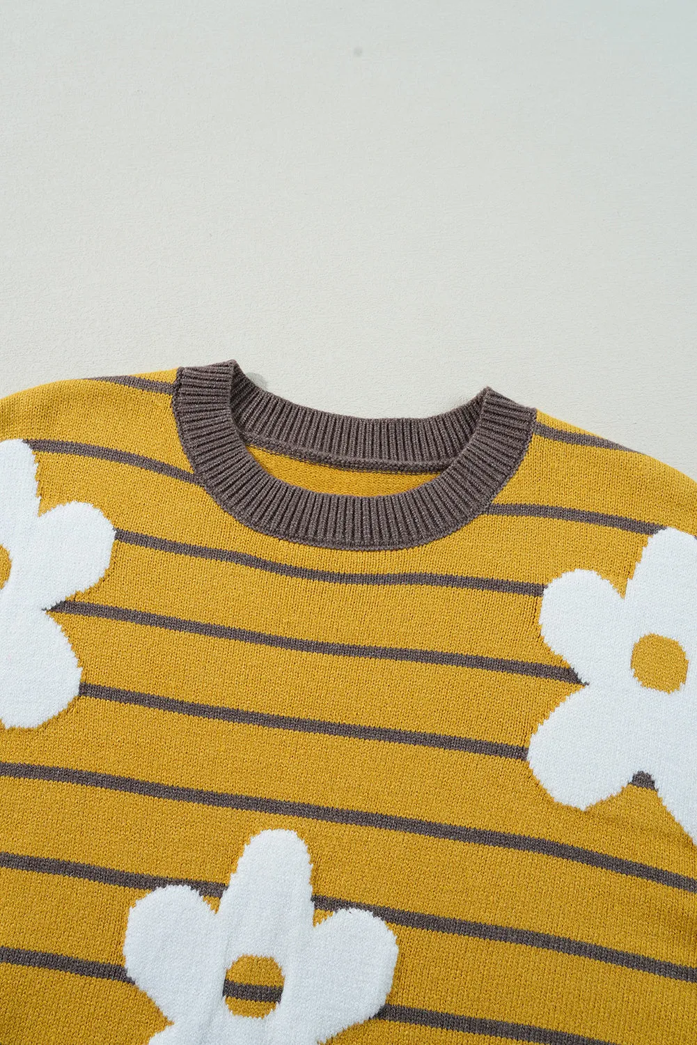 KaleaBoutique Daisy Floral Knitted Round Neck Sweater