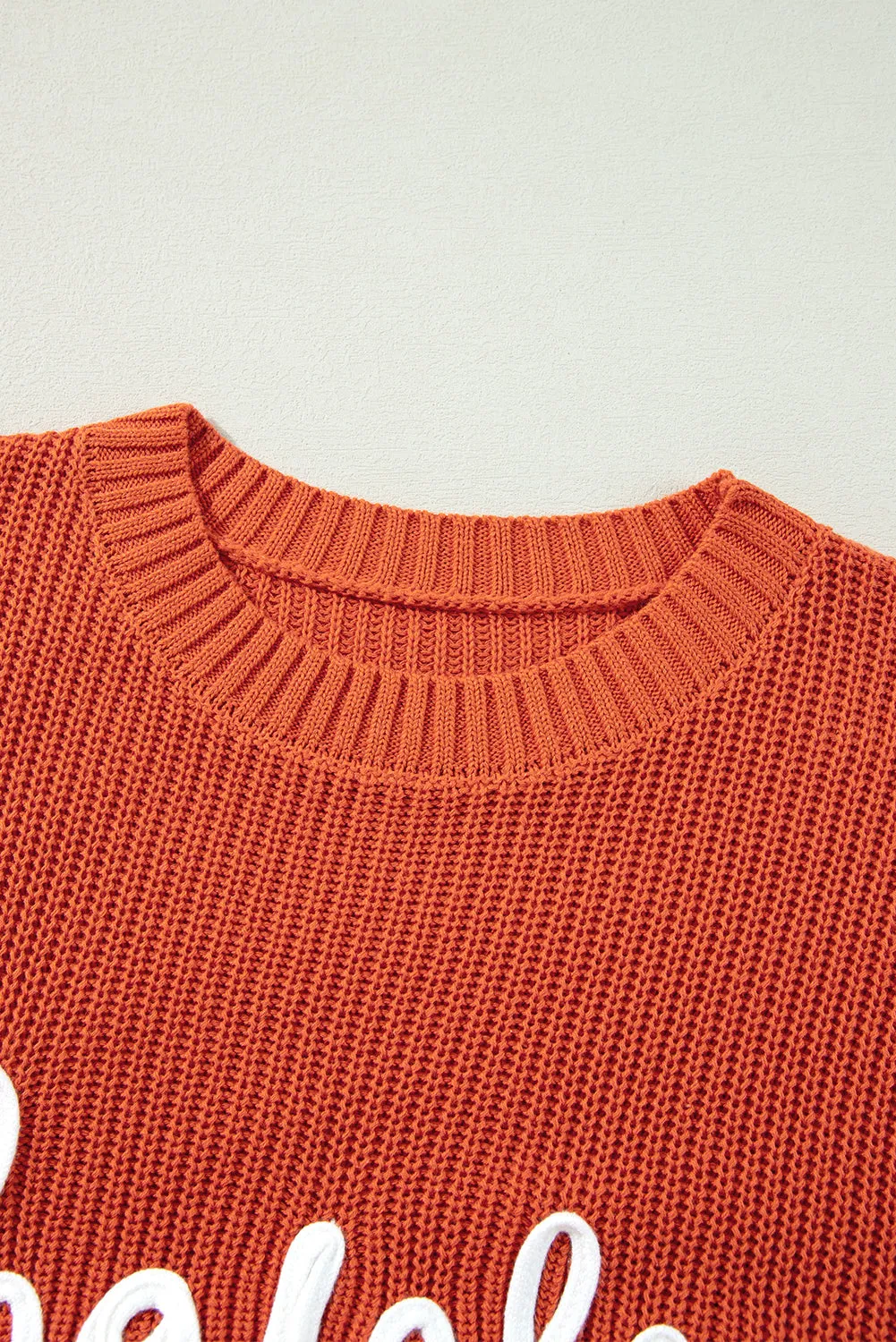 KaleaBoutique Thanksgiving Letter Graphic Crew Neck Sweater