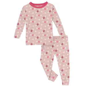 Kickee Pants Baby Rose Peppermints Print Long Sleeve Pajama Set