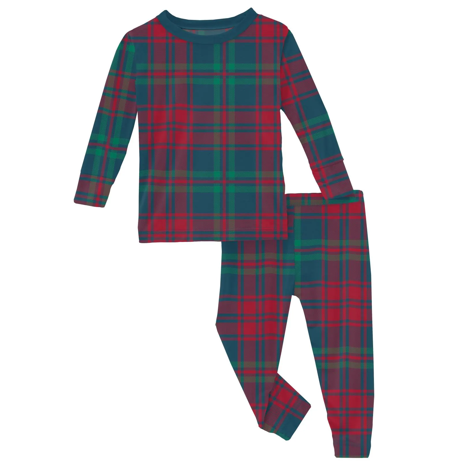 Kickee Pants Peacock Plaid Print Long Sleeve Pajama Set