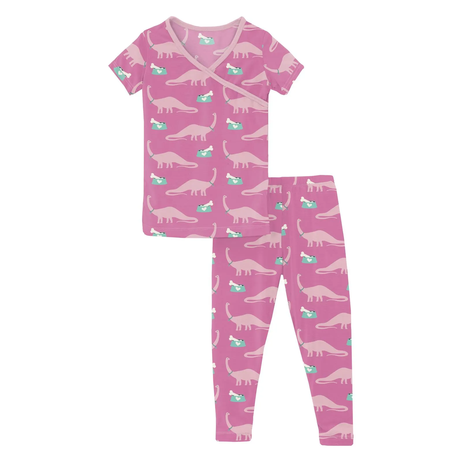 Kickee Pants Tulip Pet Dino Print Short Sleeve Kimono Pajama Set