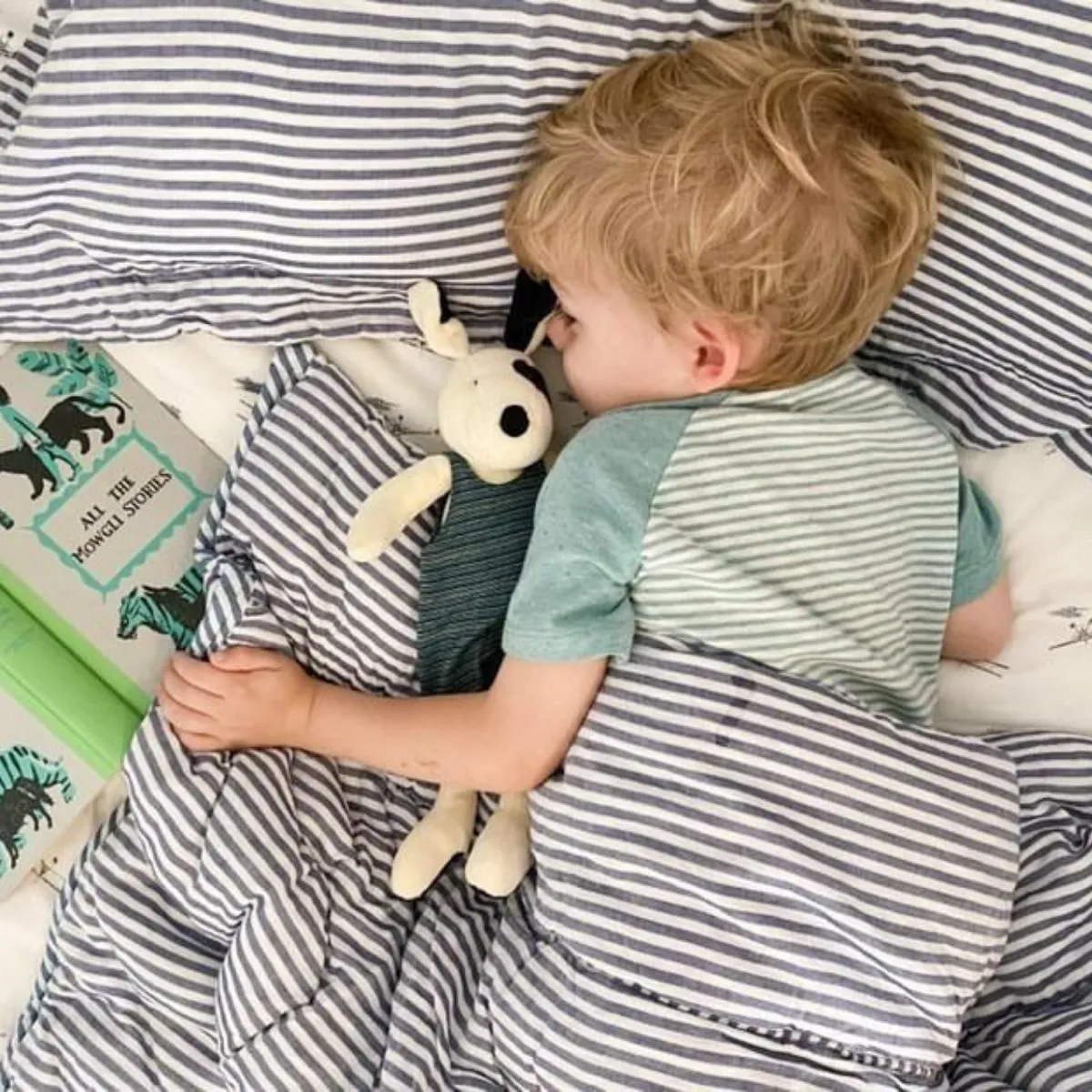 Kids Bunk Quilt & Sham - Blue and White Pinstripe
