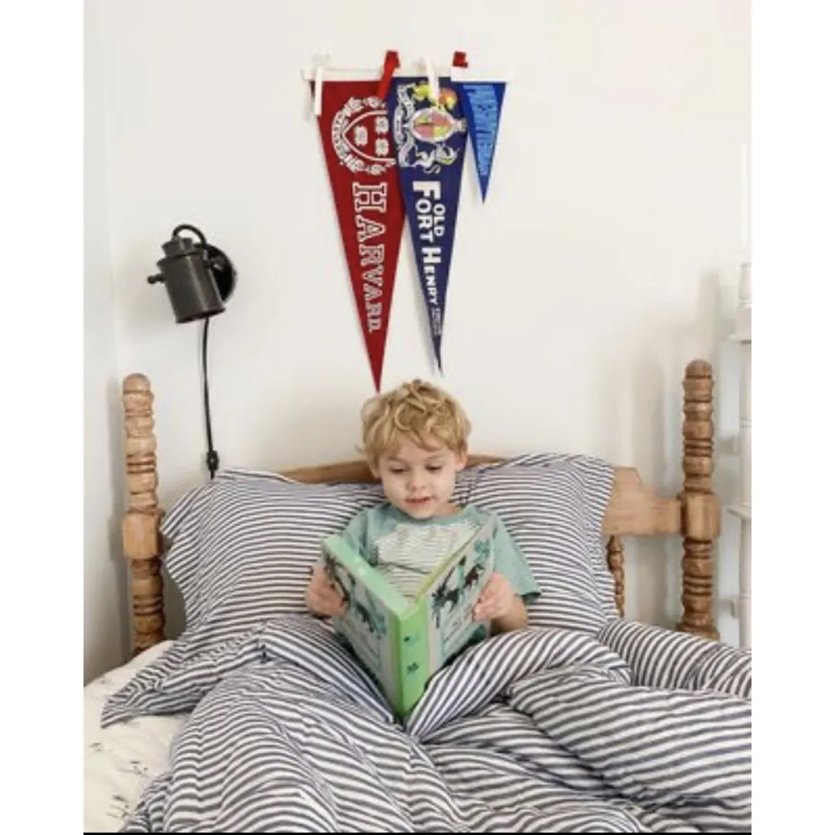 Kids Bunk Quilt & Sham - Blue and White Pinstripe