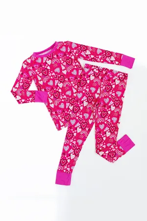 Kiki   Lulu I Pink I Love You Valentines Hearts Toddler Kids Bamboo Pajamas
