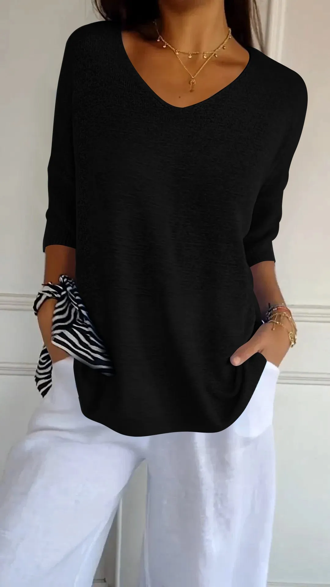 knitted sweaters, Popular trade casual sweaters, multi-color basic models, thin V-neck solid-color knitted sweaters, women's bottoms