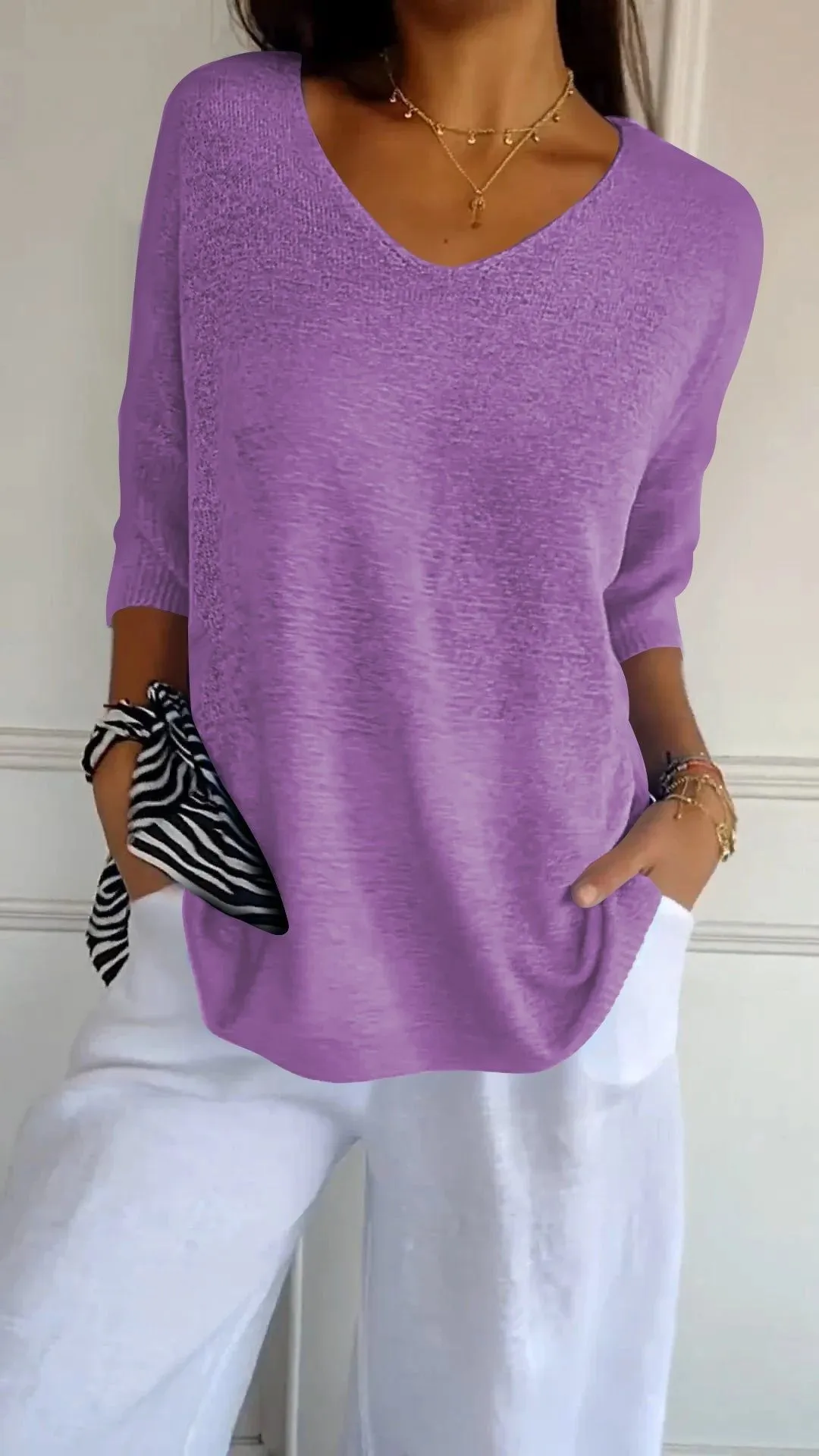 knitted sweaters, Popular trade casual sweaters, multi-color basic models, thin V-neck solid-color knitted sweaters, women's bottoms
