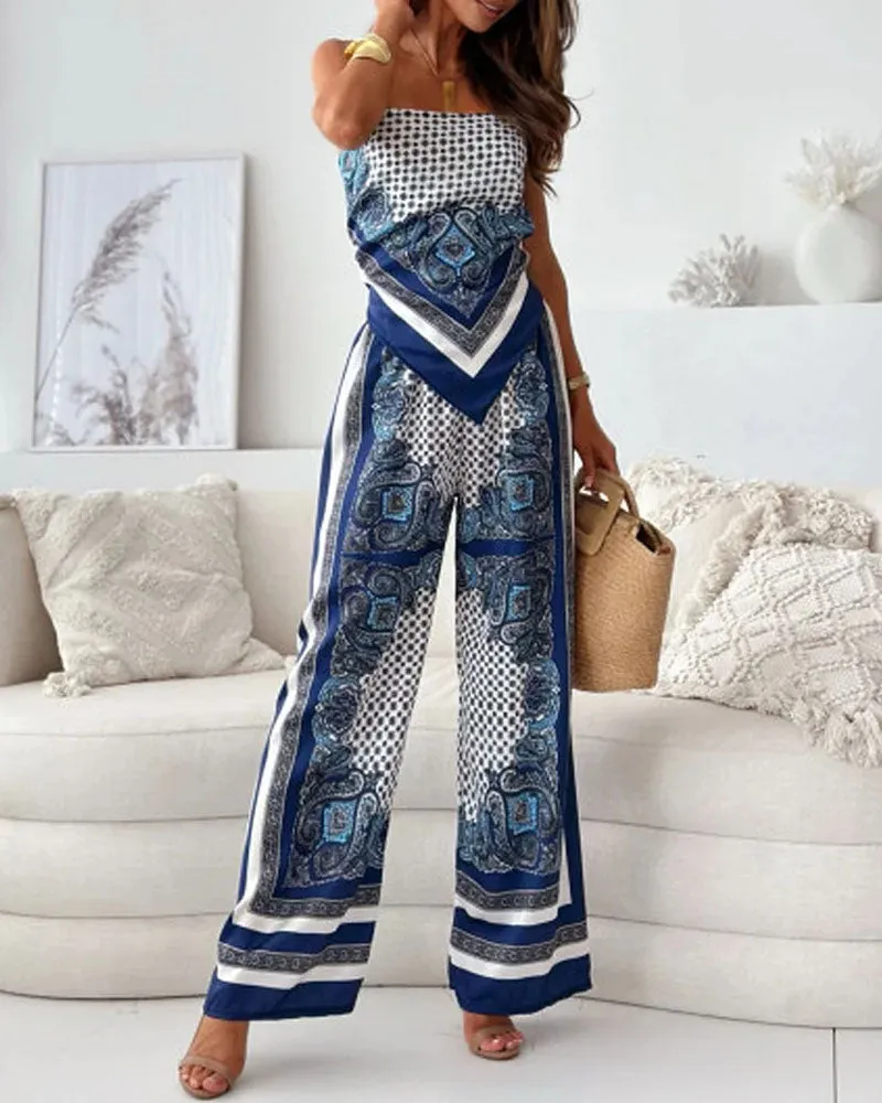 KYRA -TRENDY LACE-UP VEST & PANTS SET