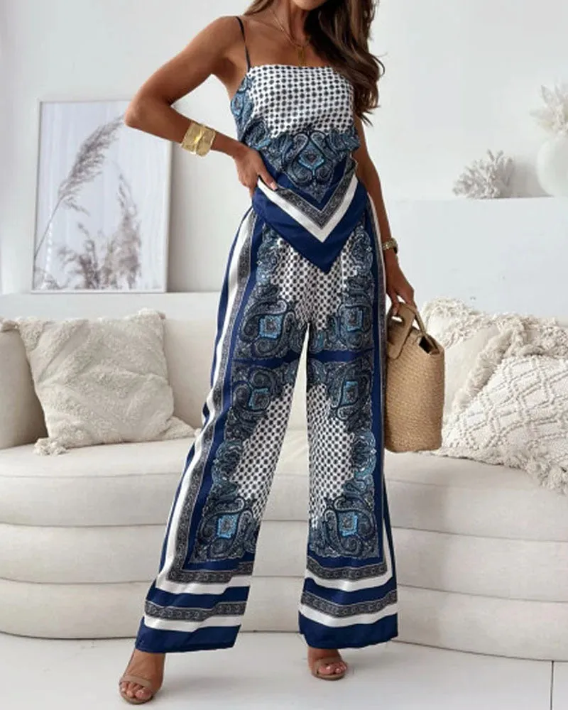 KYRA -TRENDY LACE-UP VEST & PANTS SET