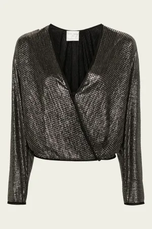 Lame Crossed Shirt in Nero