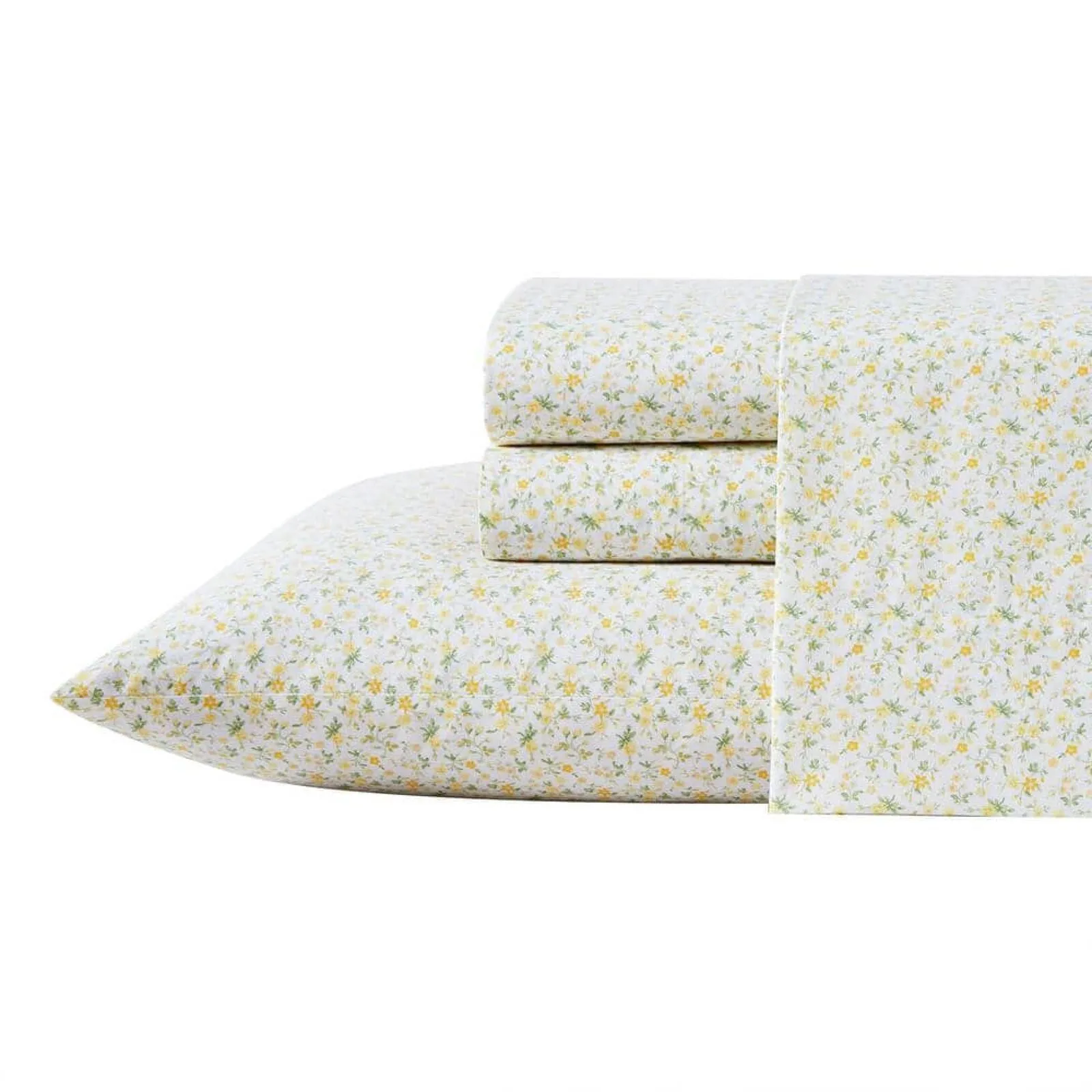 Laura Ashley Evie 4-Piece Yellow Cotton Full Sheet Set Evie Yellow Full