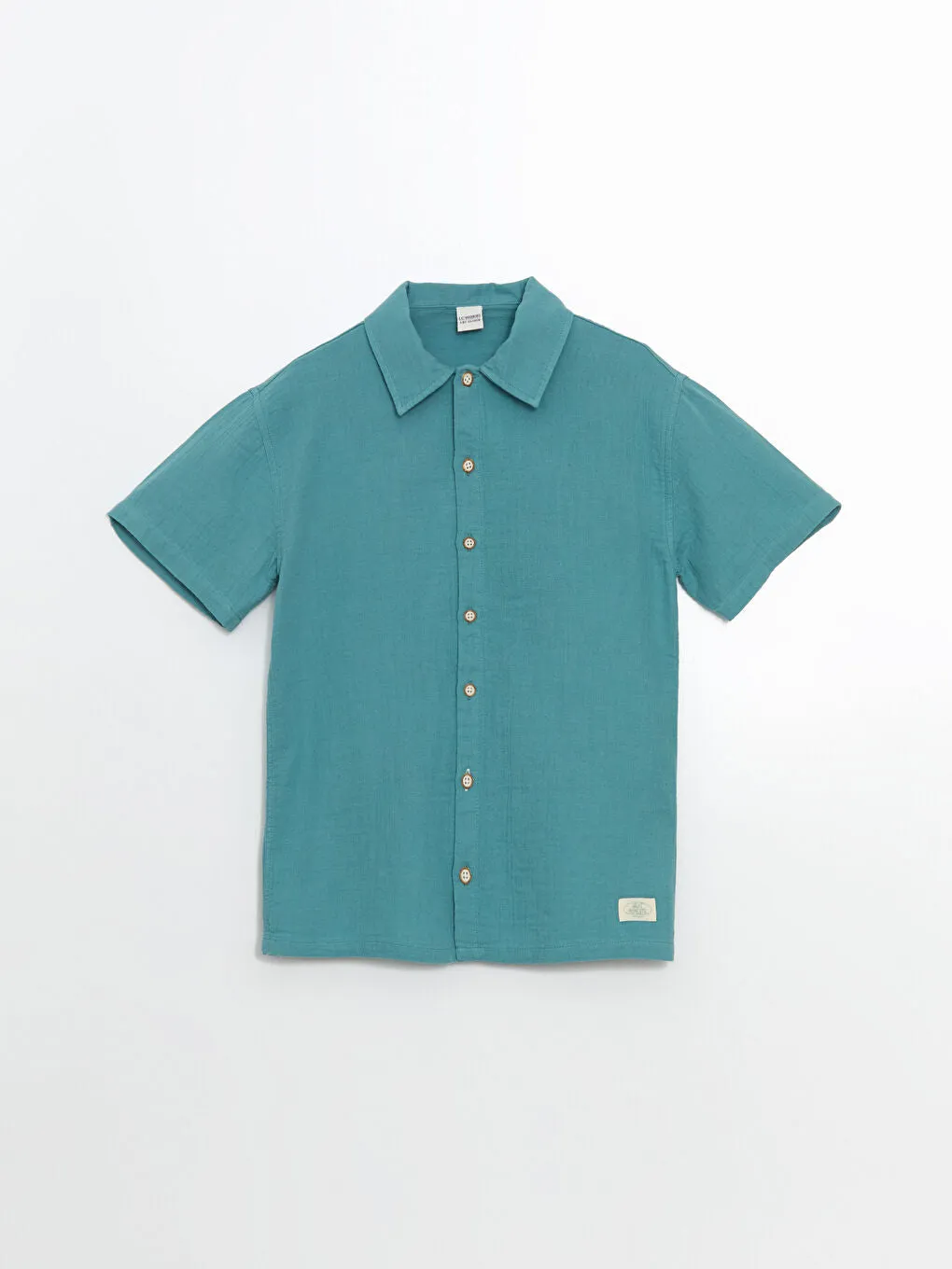 LCW Kids Green Basic Short Sleeve Boy Shirt