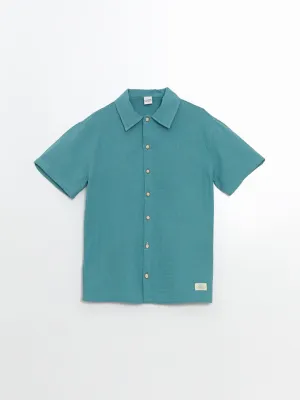 LCW Kids Green Basic Short Sleeve Boy Shirt