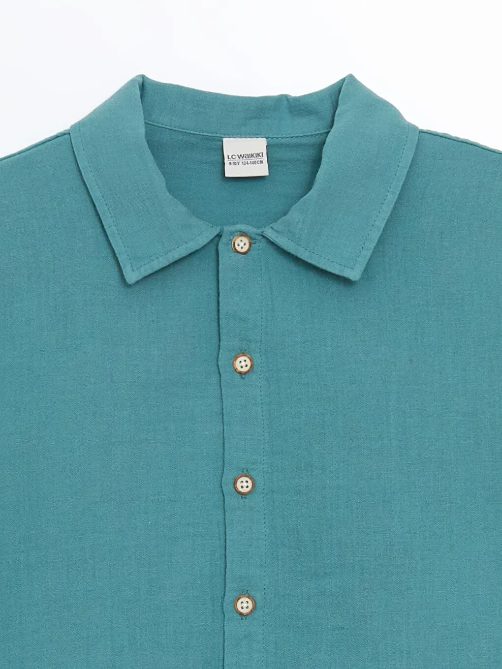 LCW Kids Green Basic Short Sleeve Boy Shirt