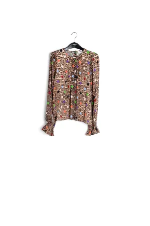 Leopard print and dots loose-fit top
