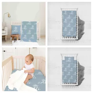 Light Grey Themed Personalised Cot Set