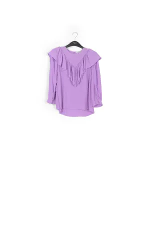 Lilac fluid loose-fit top with ruffles