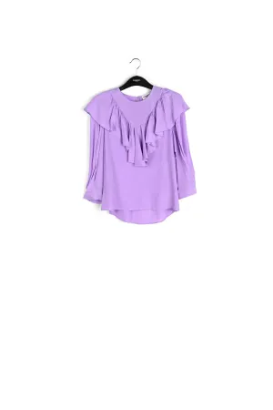 Lilac fluid loose-fit top with ruffles