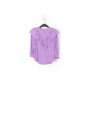Lilac fluid loose-fit top with ruffles