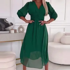 Lilian® | Light chiffon dress with a V-neck