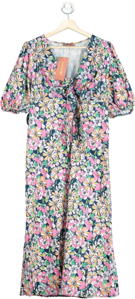 Little Mistress Multicoloured Vogue Williams Tie Front Floral Midaxi Dress UK 10