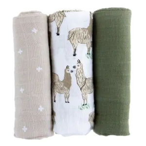 Little Unicorn Cotton Muslin Swaddle Set (Llama Llama)