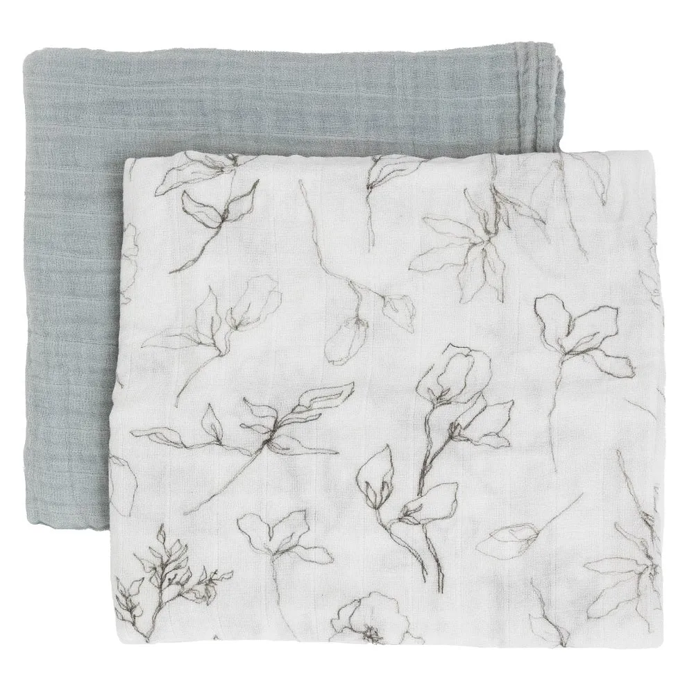 Little Unicorn Organic Cotton Muslin Swaddle Blanket Set (Pencil Floral)