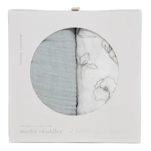 Little Unicorn Organic Cotton Muslin Swaddle Blanket Set (Pencil Floral)
