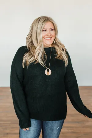 Live A Little Knit Sweater- Hunter Green