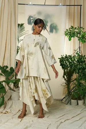 Live Leafy Khadi Kurta & Skirt Set
