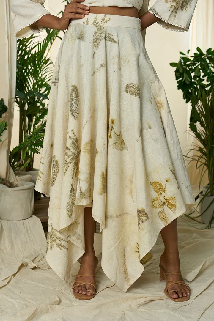 Live Leafy Khadi Kurta & Skirt Set