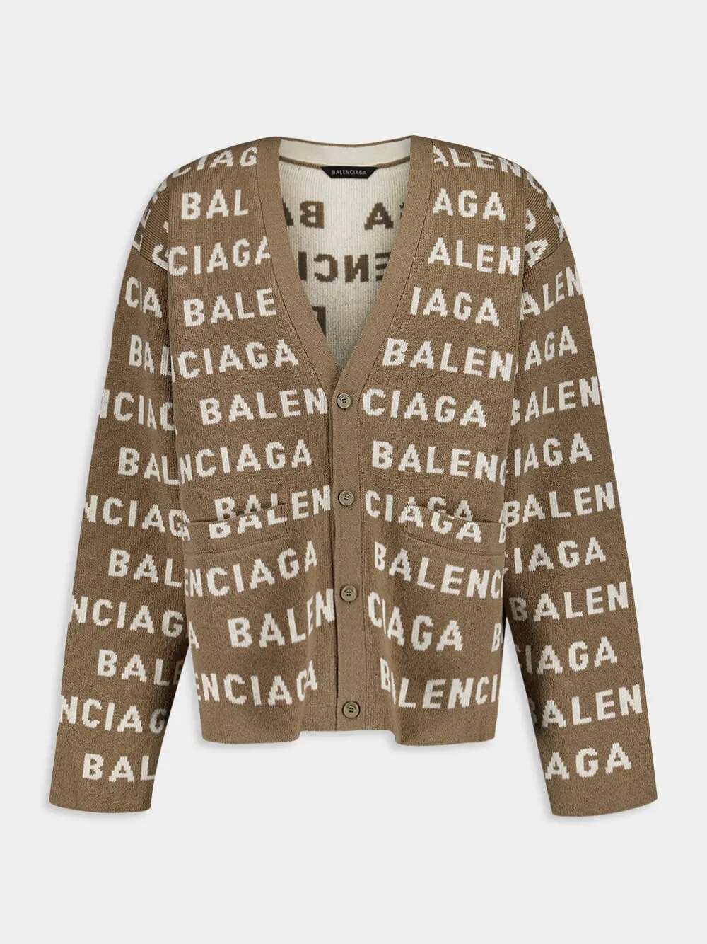 Logo Pattern Knit Cardigan