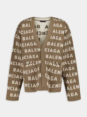 Logo Pattern Knit Cardigan