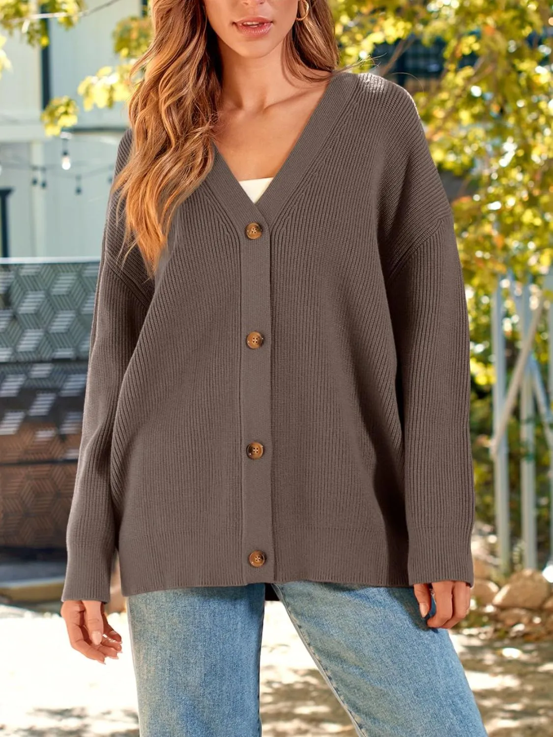 Long Sleeve Cardigan with Button Closure