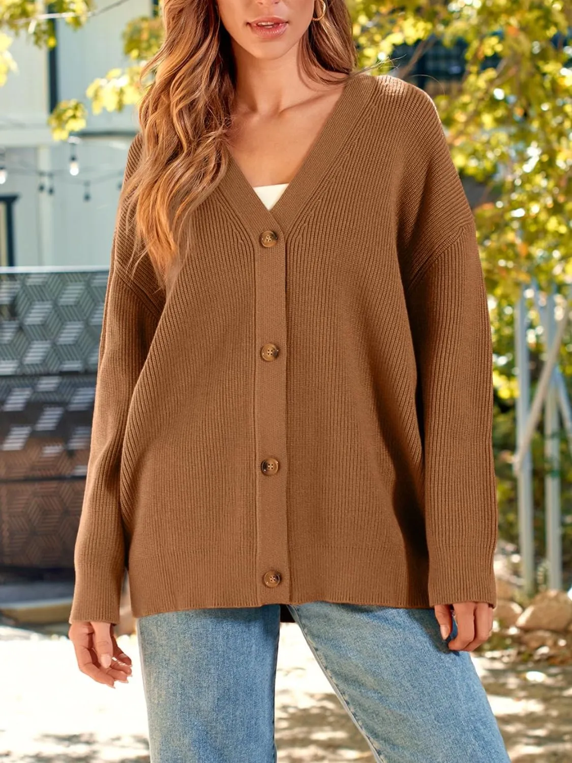 Long Sleeve Cardigan with Button Closure
