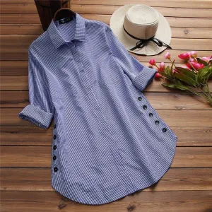 Loose Maternity Blouse Long Sleeve Nursing Shirt Spring Fall Casual Female Women's Clothing Single Breasted Top Blouse Plus Size