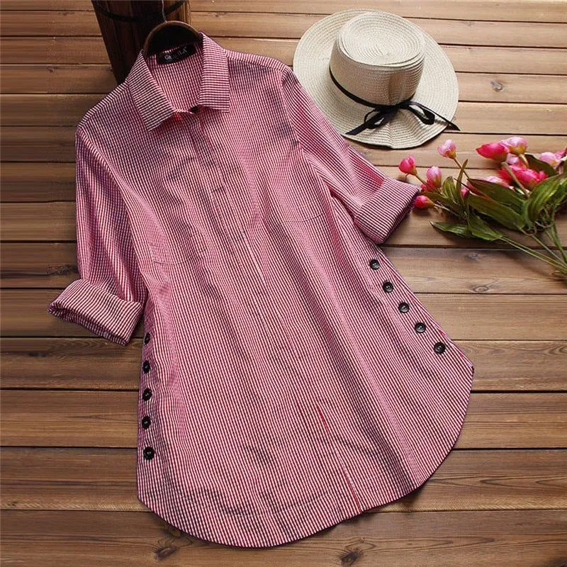 Loose Maternity Blouse Long Sleeve Nursing Shirt Spring Fall Casual Female Women's Clothing Single Breasted Top Blouse Plus Size