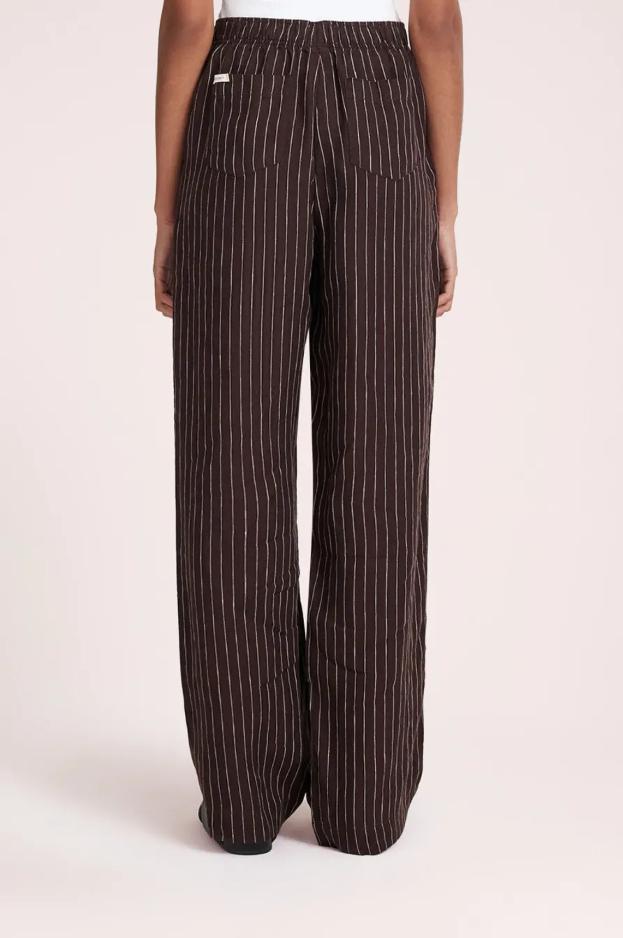 Lounge Stripe Linen Pant Raisin