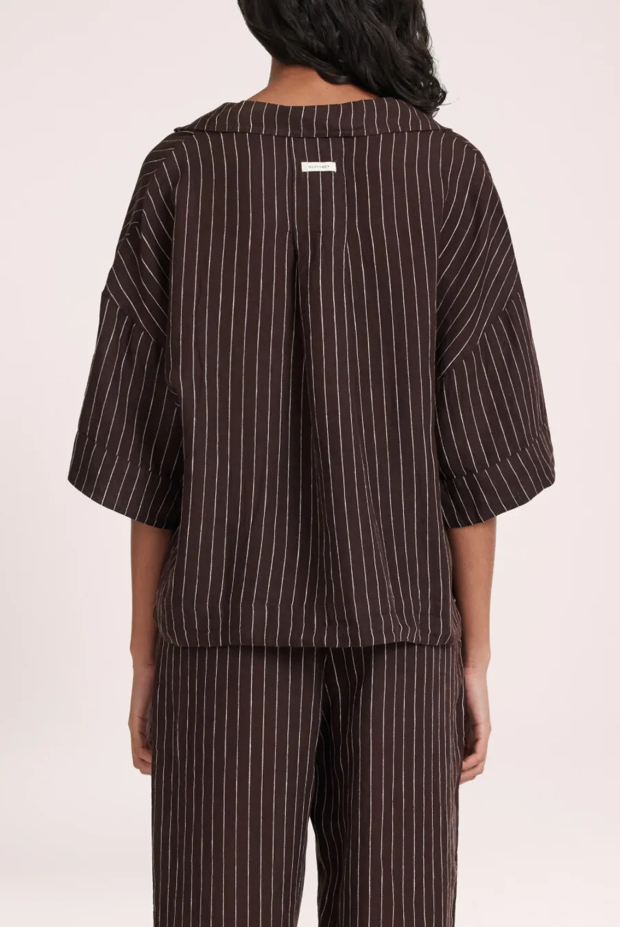 Lounge Stripe Linen Shirt Raisin