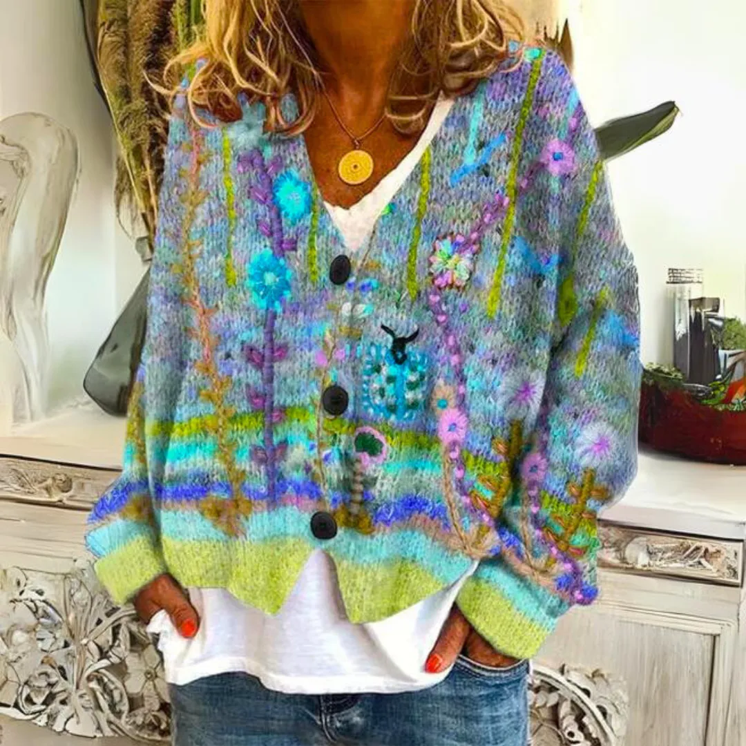 Luna - Cozy Floral Knit Jumper