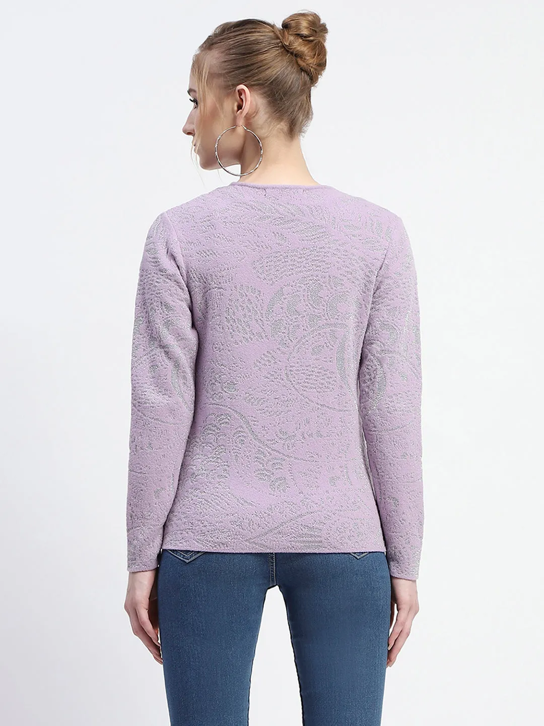 Madame Abstract Print Full Sleeve Lilac Cardigan