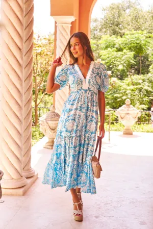 Margot Dress in Sky Jardin